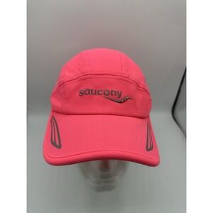 Saucony Running Hat Neon Pink Lightweight Reflective Adjustable Cap